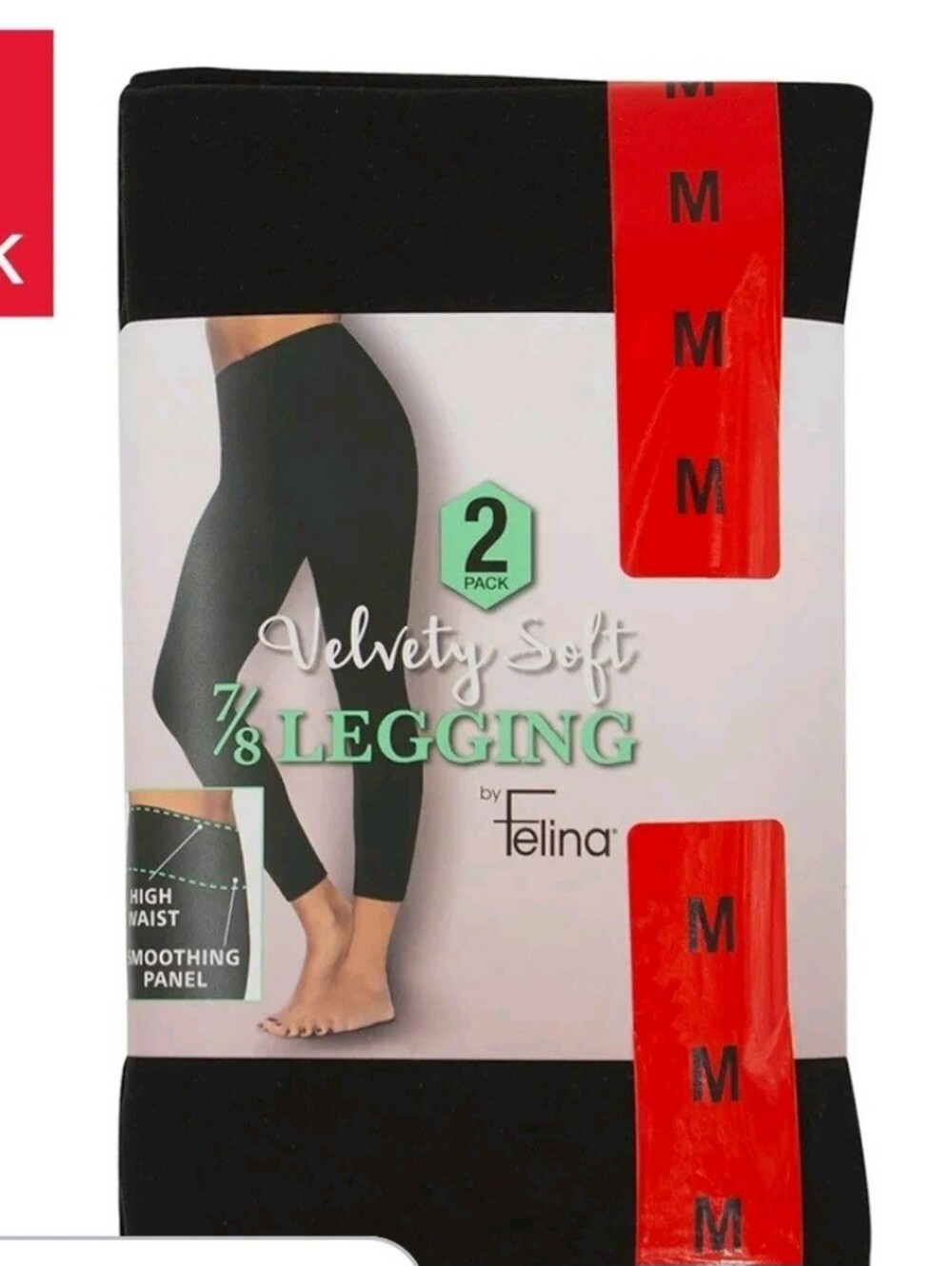 Felina Velvety Soft 7/8 Legging - Black SIze Medium or Size 6